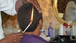 CORTAR EL PELO CON FUEGO Y PLACENTA HUMANA [upl. by Carpet]