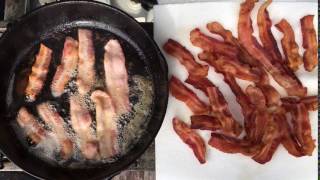 Bacon Sizzling in a Cast Iron Skillet [upl. by Annairt494]