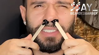 The Sound of a Nose WAX at a Barbershop  ASMR Barber [upl. by Holt]