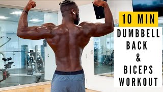 10 MIN DUMBBELL BACK AND BICEPS WORKOUT [upl. by Ynattirb]