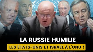 RÉUNION EXPLOSIVE À LONU  LA RUSSIE DÉMOLIT LES ÉTATSUNIS ET ISRAËL [upl. by Acirtal]