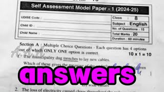 AP 8th class self assessment 1 English question paper answers key real CBSE syllabus question paper💯 [upl. by Queri973]