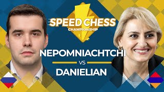 Ian Nepomniachtchi vs Elina Danielian 2019 Speed Chess Championship [upl. by Naginarb182]