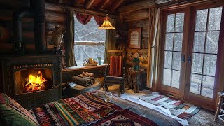 Ultimate Winter Cabin Vibes  🌨️Soft Snowfall amp🔥 Crackling Fireplace Sounds for Relaxation [upl. by Heins603]