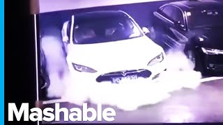 A Tesla Model S Burst into Flames Out of Nowhere [upl. by Dnalwor467]