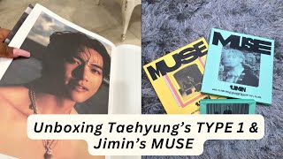 UNBOXING TAEHYUNG’S TYPE 1 amp JIMIN’S MUSE ALBUMS 😄 [upl. by Maitland485]