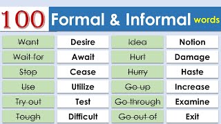 Formal and Informal List of 100 Vocabulary words in English [upl. by Alicia]