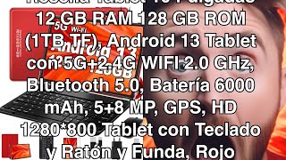 Reseña de la tablet 10 pulgadas 12 gb ram 128 gb rom 1tb tf  android 13  con teclado y ratón  y [upl. by Amak243]