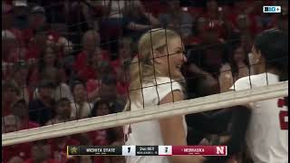 Merritt Beason Tip Shot Cross Court Shot Nebraska Husker Volleyball 91424 Wichita State huskers [upl. by Ahsenroc]