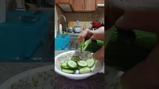 how to cut round cucumber 🥒 [upl. by Notnroht]