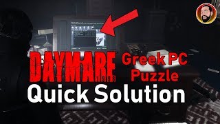 Daymare 1998 Greek PC Password Puzzle Solution [upl. by Annnora]