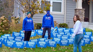 Replacing Trump Signs With 100 Kamala Harris Signs [upl. by Lepp]