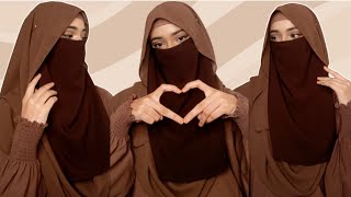 Hijab With Niqab Tutorial 🤎  Full Coverage Hijab Style [upl. by Ytirev]