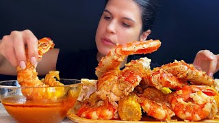 SEAFOOD BOIL  KING CRABS LOBSTER TAILS amp JUMBO SHRIMPS  MUKBANG  ASMR  EATING SOUNDS [upl. by Cinomod889]