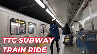 TTC Subway Train Ride on Line 2 BloorDanforth from Castle Frank Station to Donlands [upl. by Udenihc]