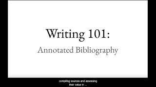 Writing 101 Annotated Bibliography [upl. by Hamfurd229]