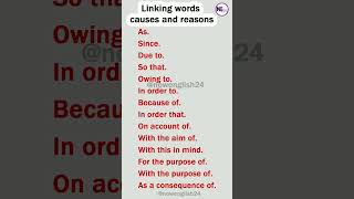 Linking Words of Causes and Reasons Shorts connectors [upl. by Joette]