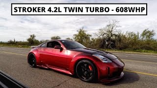 Nissan 350z 💥 Stroker 42L Twin Turbo Full Build List 608WHP 💥 541WTQ [upl. by Terej]