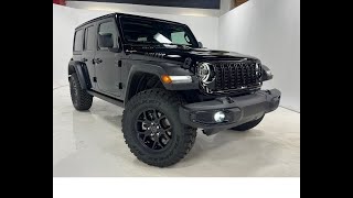 2024 Jeep Wrangler Willys 4 Door Black Manual Transmission for Sale ­LandryAutocom [upl. by Ahsikram]