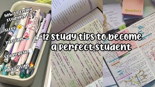 12 STUDY TIPS FOR STUDENTS 📚 sleep motivation revision [upl. by Leirrad]