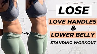 10 MIN LOVE HANDLES AND LOWER BELLY FAT WORKOUT Standing Only  No Equipment [upl. by Salakcin]