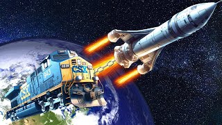 OB amp I Launched TRAINS With Rockets into Space in Stormworks Multiplayer [upl. by Quillan442]