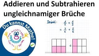 Addieren und Subtrahieren ungleichnamiger Brüche Bruchrechnen [upl. by Ahilam]