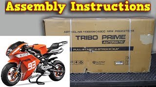 Pocket Bike Mini Moto 50cc  Unboxing  Full Assembly Instructions Tribo from Nitro Motors [upl. by Orhtej]