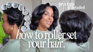 90s Style Roller Set On Natural Hair  Detailed Step By Step Tutorial Using Tension Rollers [upl. by Natascha]