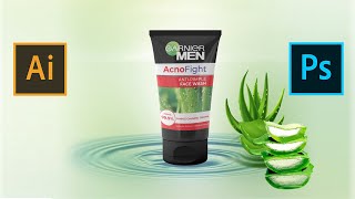 How to design Garnier men face wash mockup Ai  PS  illustrator photoshop [upl. by Einafets]