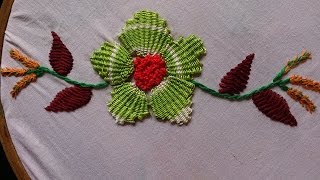 Hand embroidery designs Hand embroidery stitches for dresses Kadai kamal stitch [upl. by Aerdnaid]