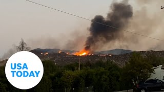 Deadly wildfire in Hemet California fueled by hot conditions  USA TODAY [upl. by Enerehs]