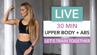 30 MIN UPPER BODY amp ABS  Lets train together  No Equipment I Pamela Reif [upl. by Orna]