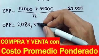 Registro contable de compra y venta con COSTO PROMEDIO PONDERADO [upl. by Wilie]