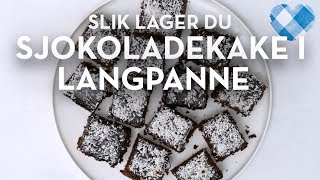 Oppskrift på en skikkelig klassisk sjokoladekake i langpanne med kokosstrø  TINE Kjøkken [upl. by Ahscrop]