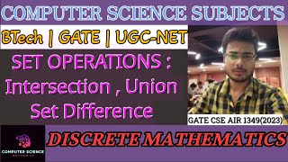 Discrete Mathematics  4 SET OPERATIONS  Intersection  Union  Set Difference [upl. by Leuqar]