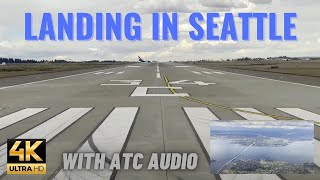 REAL ATC 4K Landing at SeaTac Seattle Tacoma Airport w LIVE Air Traffic Control audioCC [upl. by Berlyn]