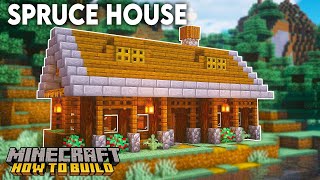 Minecraft How to Build a Spruce House  Wooden Survival House [upl. by Wilber819]