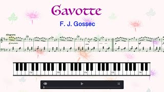 Gavotte  F J Gossec Piano with Sheet Music [upl. by Diamante]