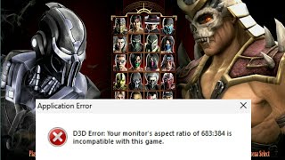 D3D Error Your monitors aspect ratio of 683384 is incompatible with this game [upl. by Jacki28]