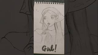 Pinterest Girl Sketch  📸 aesthetic sketch shorts [upl. by Ocko]