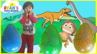 Dinosaur Eggs Surprise Toys Opening with Ryan ToysReview [upl. by Drofyar569]