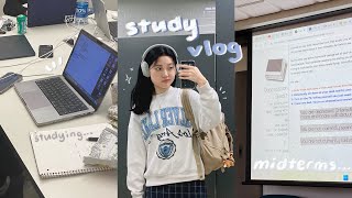 study vlog ☁️ midterms season late nights at library cramming for exams uni life 📑 [upl. by Assenay274]