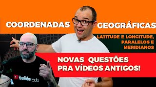 Questões NOVAS de Geografia pro ENEM  Coordenadas Geográficas Latitude Paralelos e Meridianos [upl. by Lars]