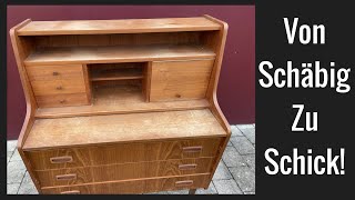 DIY Midcentury Teak Furnier Schreibtisch Restaurierung Furnier richtig aufarbeiten [upl. by Gustaf64]