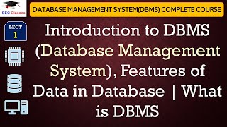 L1 Introduction to DBMS Database Management System Features of Data in Database  What is DBMS [upl. by Savina393]