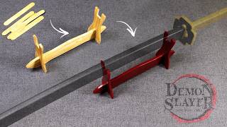 EASY DIY  Make Japanese Sword Stand Katana Kake using Popsicle Sticks WITHOUT POWERTOOLS [upl. by Luttrell]