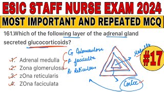 ESIC NURSING OFFICER EXAM PREPARATION  RRB STAFF NURSE EXAM PREPARATION  GMCH STAFF NURSE EXAM MCQ [upl. by Aevin]