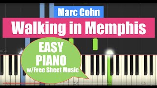 Walking in Memphis  Easy Piano Solo ArrangementTutorial with Free Sheet Music Synthesia [upl. by Valiant]