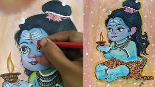 🕉️🪔 Little Shiva painting trending karthikapournami karthikamasam shiva shorts [upl. by Amiarom]